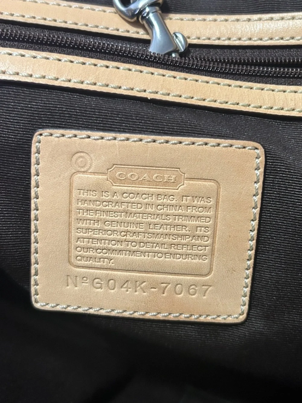 Coach Brown Signature Canvas Tote with Tan Leather Trim